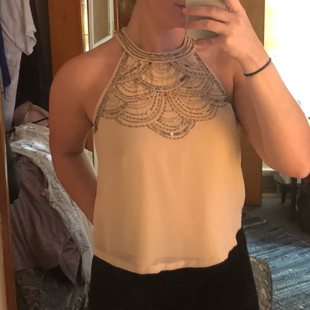 Light pink high neck top